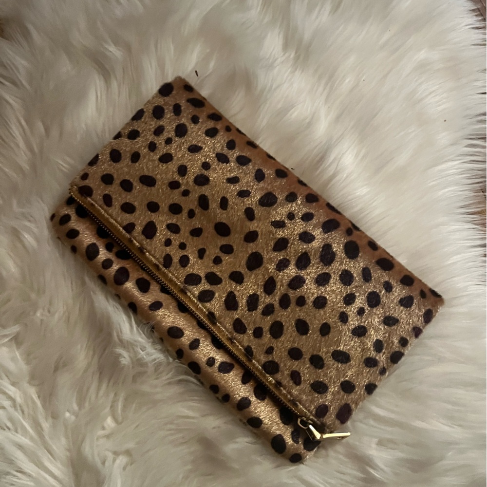 Faux Leopard Print Clutch